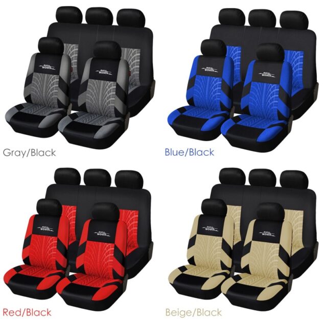 Universal Tire Track Patterned Car Seat Covers Set Automobiles & Motorcycles Interior Accessories