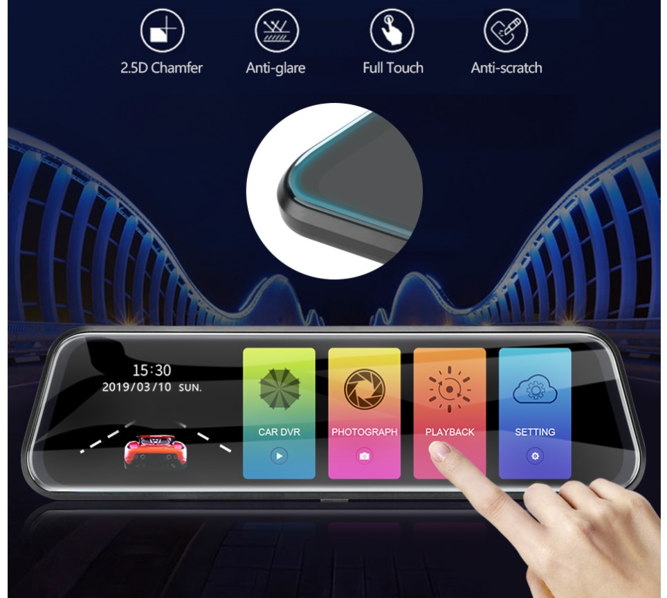 Mirror Design Front and Rear Dash Cameras Set Mirror Design Front and Rear Dash Cameras Set