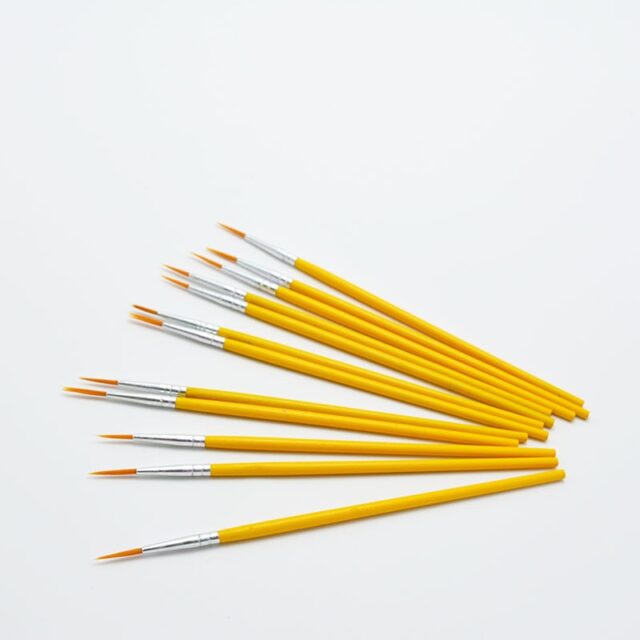 Yellow Design Hook Line Brush 10 Pcs Set Arts, Crafts & Hobbies Brushes Painting