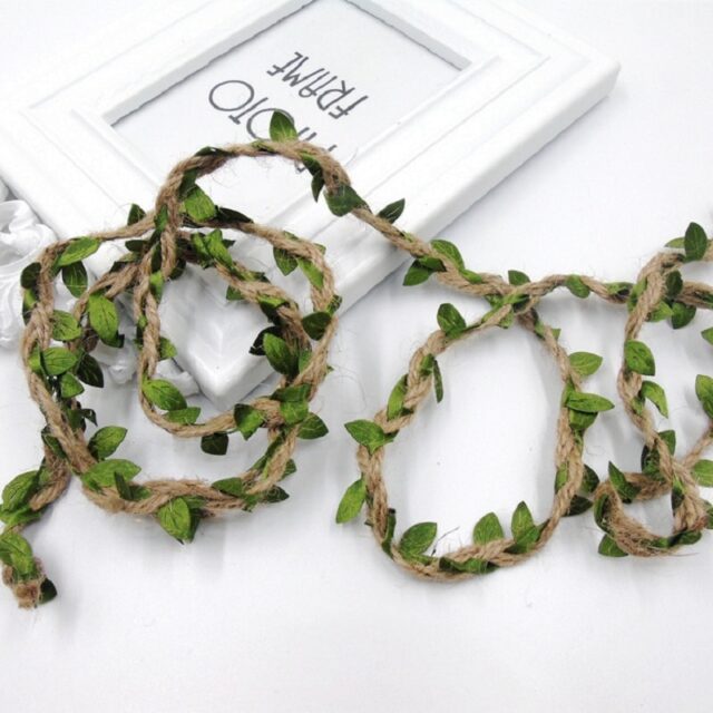 Ribbon with Green Leaves Detailing Arts, Crafts & Hobbies Fabrics, Ribbons & Lace Sewing