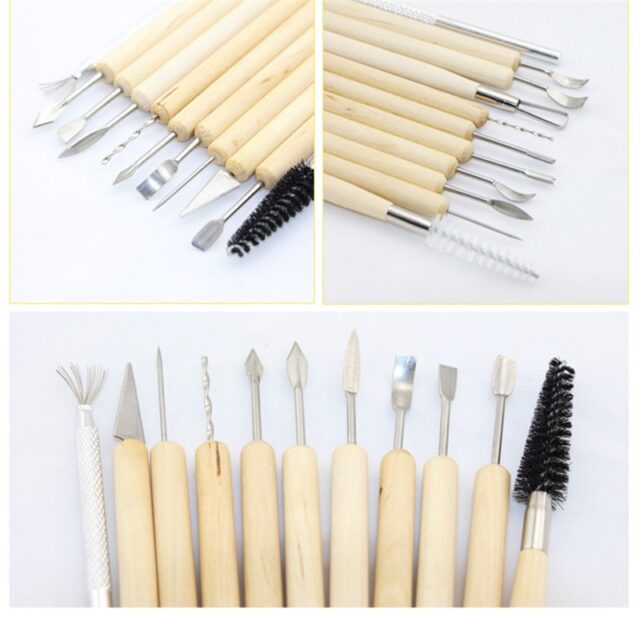 Wooden Handle Clay Sculpting Tools 11 Pcs Kit Arts, Crafts & Hobbies Clay Tools