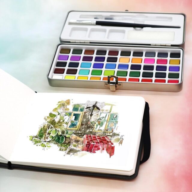 Portable Watercolor Paint Set Arts, Crafts & Hobbies Painting Paints