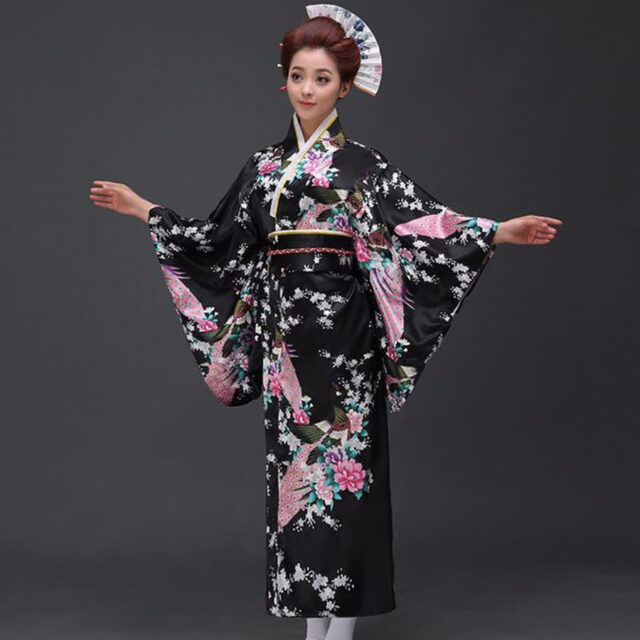 Peacock Printed Floral Women’s Yukata Anime Clothing