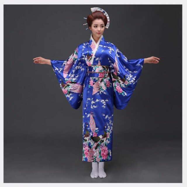Peacock Printed Floral Women’s Yukata Anime Clothing