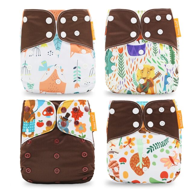 Breathable Washable Cloth Nappies Set with Cute Print Baby & Mother Care Baby Care Nappy Changing